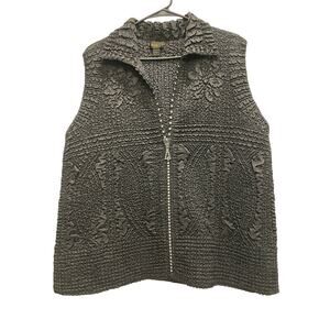 Jerry T  Black ruched vest with rhinestone detail zipper XL